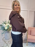 Load image into Gallery viewer, Short Hooded Jacket - Damson/Cream
