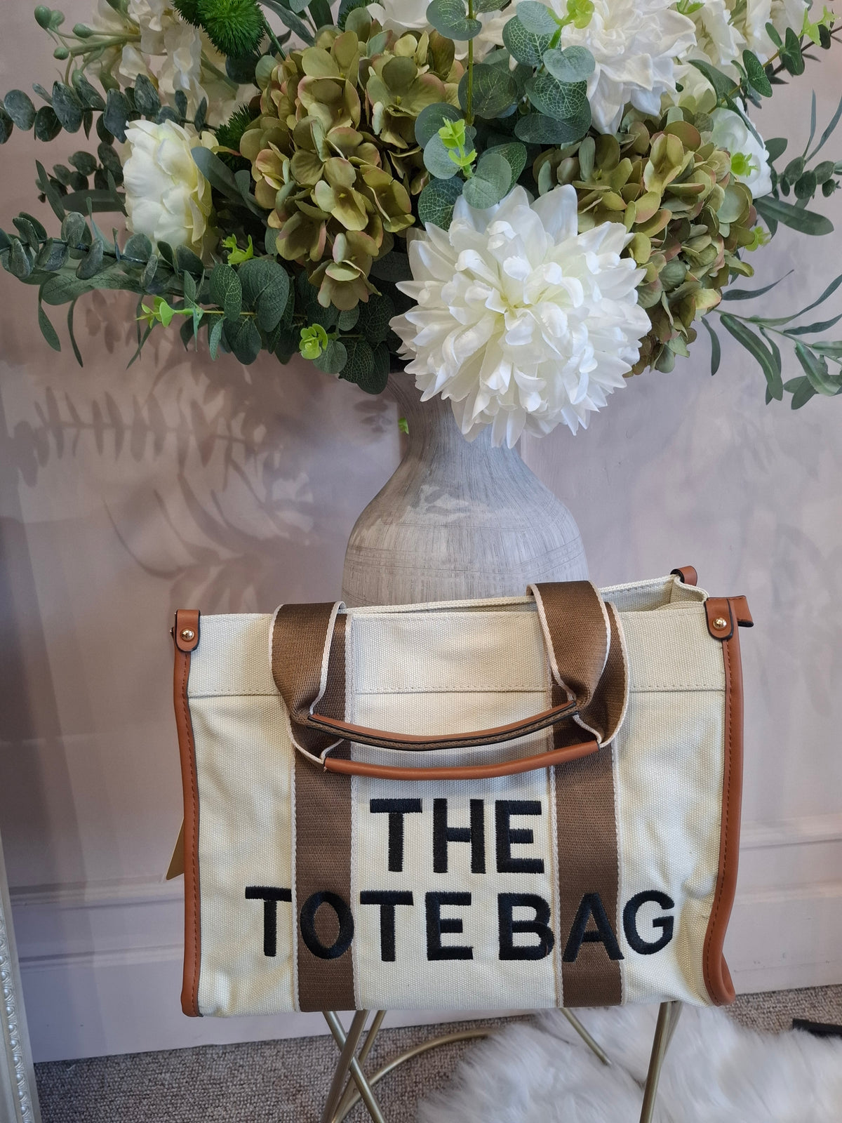 The TB Medium Bag - Cream/Tan