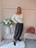 Load image into Gallery viewer, Quirky Faux Leather Cuffed Pant - Chocolate
