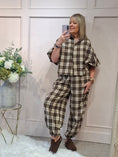 Load image into Gallery viewer, Checked Shirt & Pant Set - Brown/Cream

