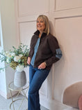 Load image into Gallery viewer, A Cosy Feel Denim Detail Jacket - Chocolate

