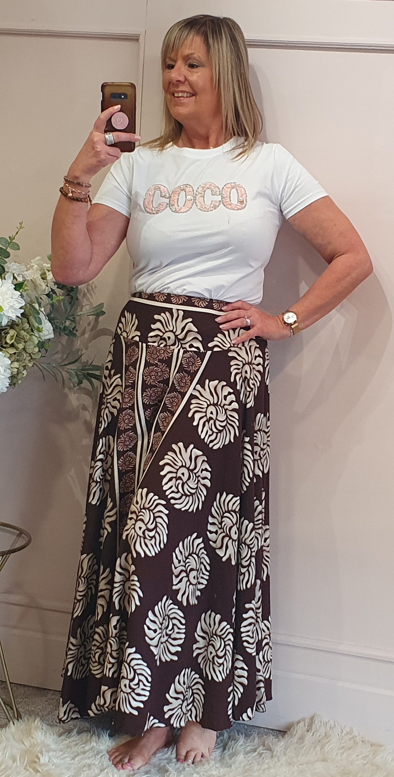Wide Patterned Culottes Pant - Brown/Cream - Wardrobe By Simone