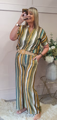 Load image into Gallery viewer, Multi Stripe Top & Pant Set - Green/Mix - Wardrobe By Simone
