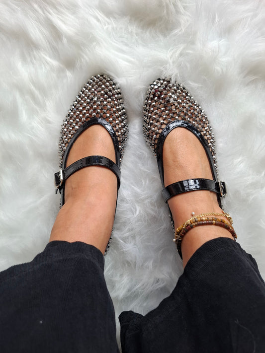 Gold Sparkle Mary Jane - Black - Wardrobe By Simone