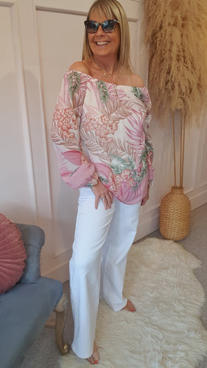 Floral Blossom Top - Pink/Cream