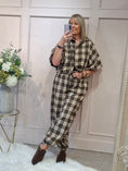 Load image into Gallery viewer, Checked Shirt & Pant Set - Brown/Cream
