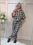 Load image into Gallery viewer, Checked Shirt & Pant Set - Navy/Cream
