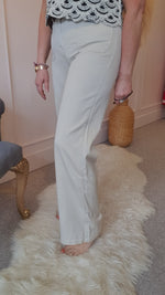Wide Leg Front Pocket Jeans- Light Beige