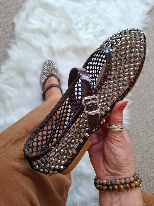 Gold Sparkle Mary Jane - Brown - Wardrobe By Simone