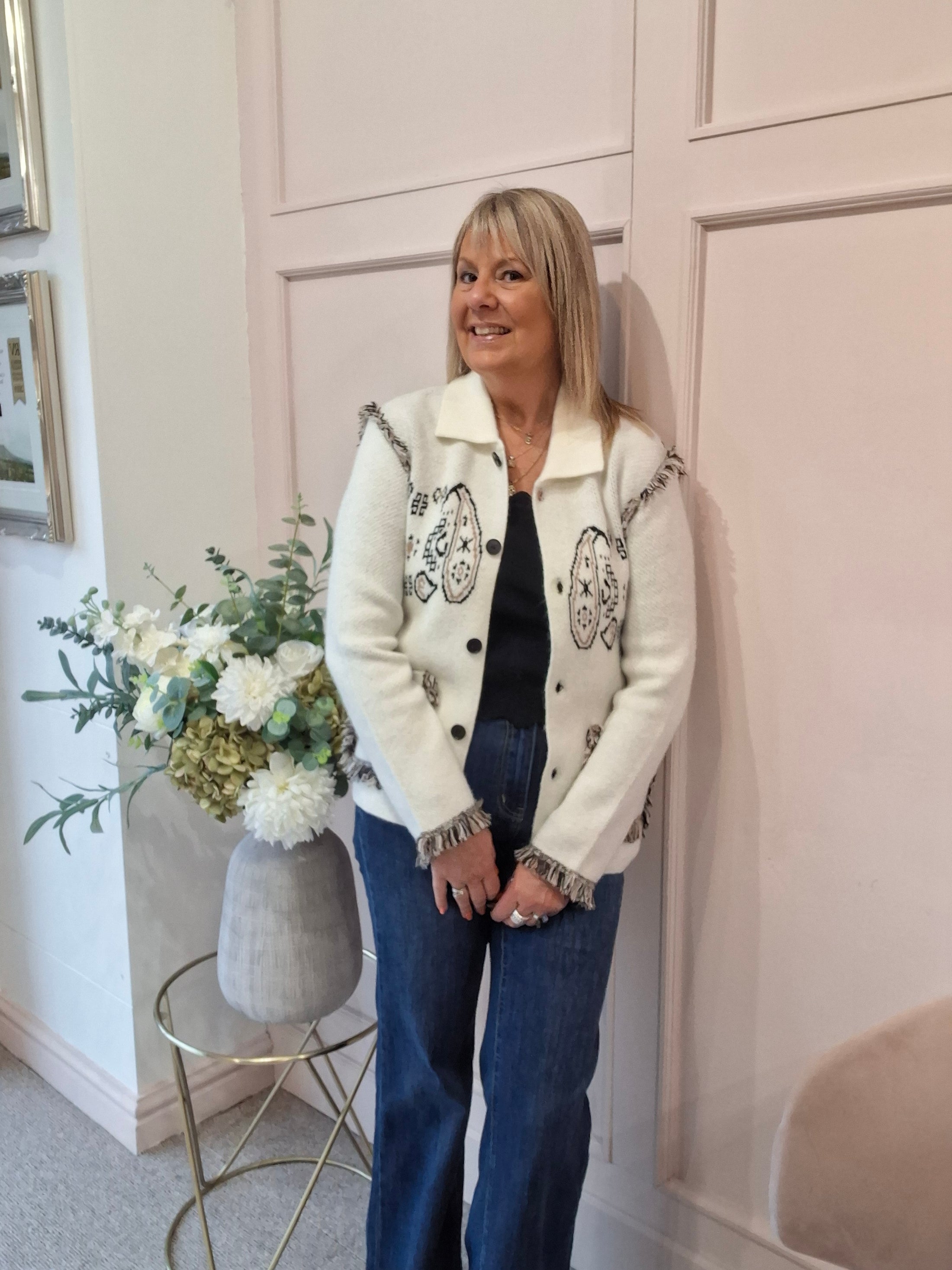 Fringe Detailing Cardi/Jacket - Cream