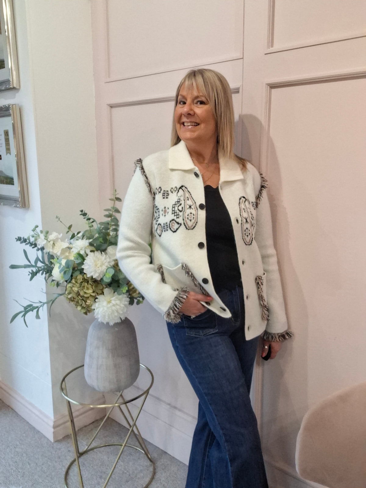 Fringe Detailing Cardi/Jacket - Cream