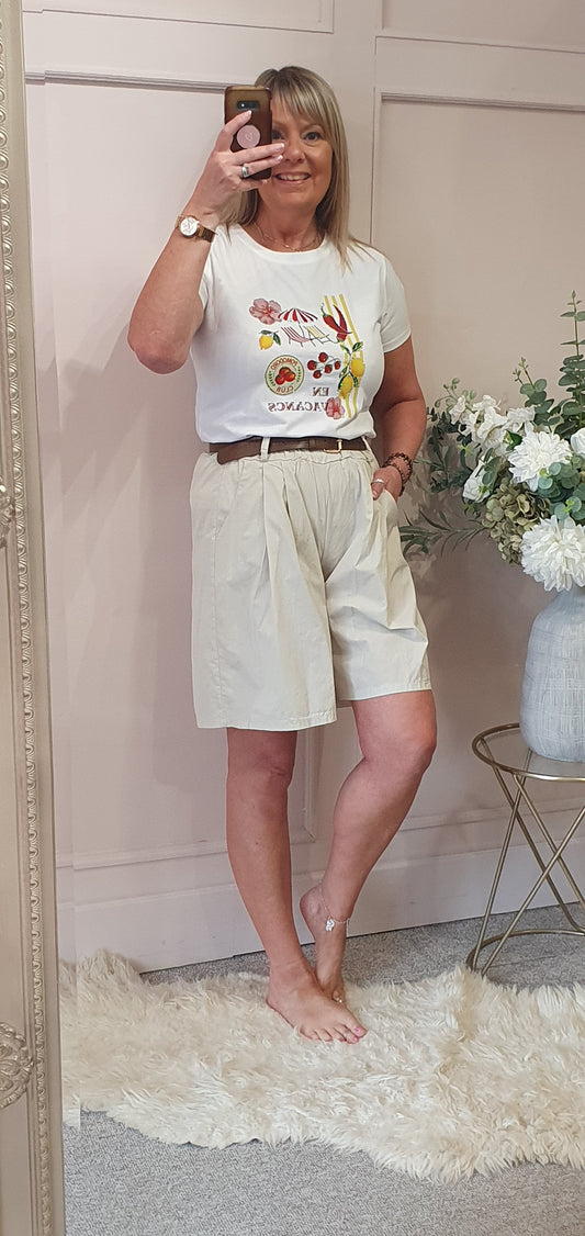 Belted Shorts - Beige - Wardrobe By Simone