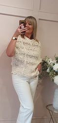 Load image into Gallery viewer, Crochet Floral Scallop Edge Jumper - Cream - Wardrobe By Simone
