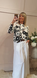 Load image into Gallery viewer, Crochet Flower Jumper - White/Black - Wardrobe By Simone
