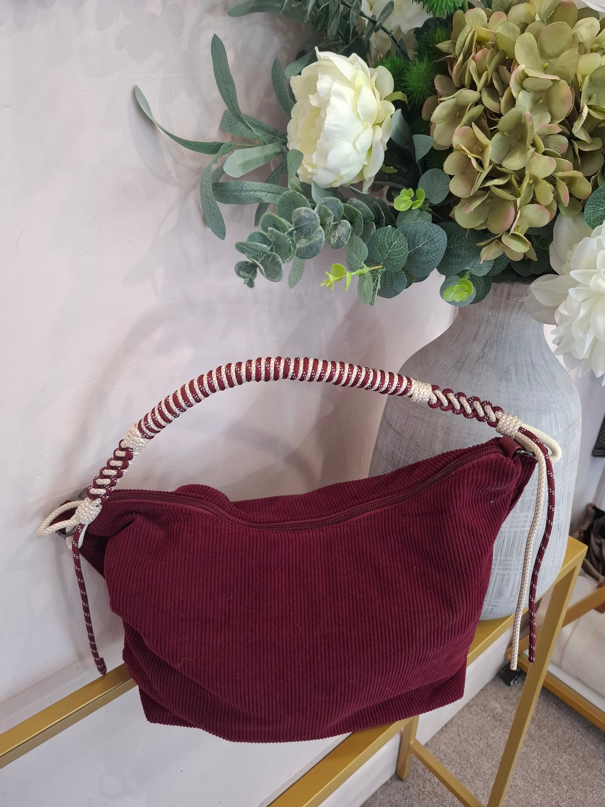 Corduroy Shoulder Bag  - Damson