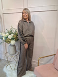 Load image into Gallery viewer, Checked Zip Jacket & Pant Set - Brown/Cream
