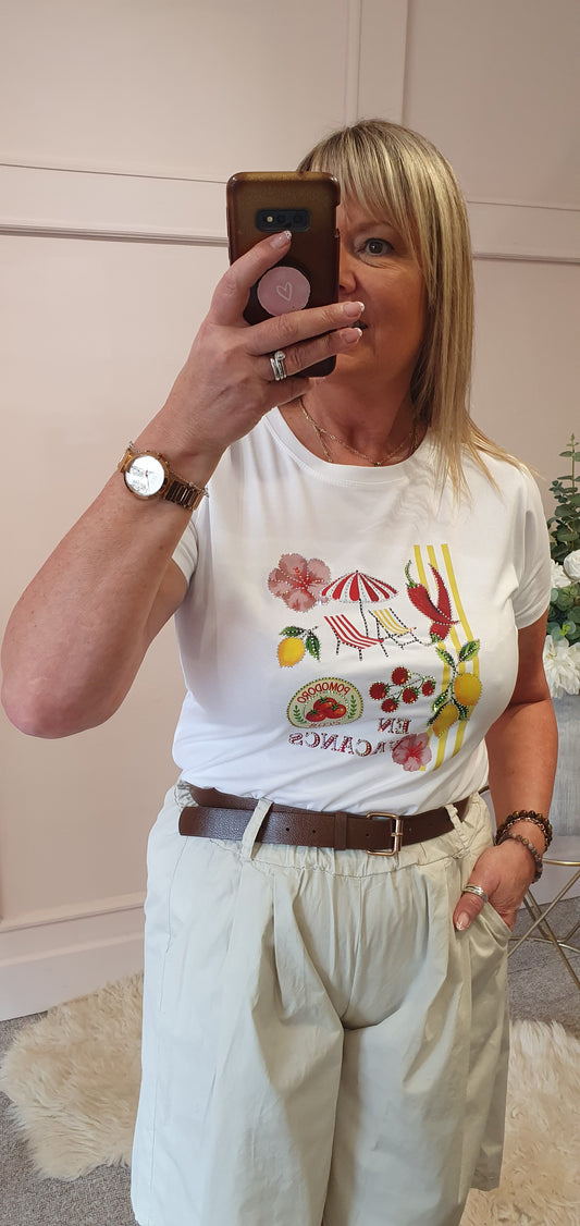 Lemon & Chill T Shirt  - White - Wardrobe By Simone