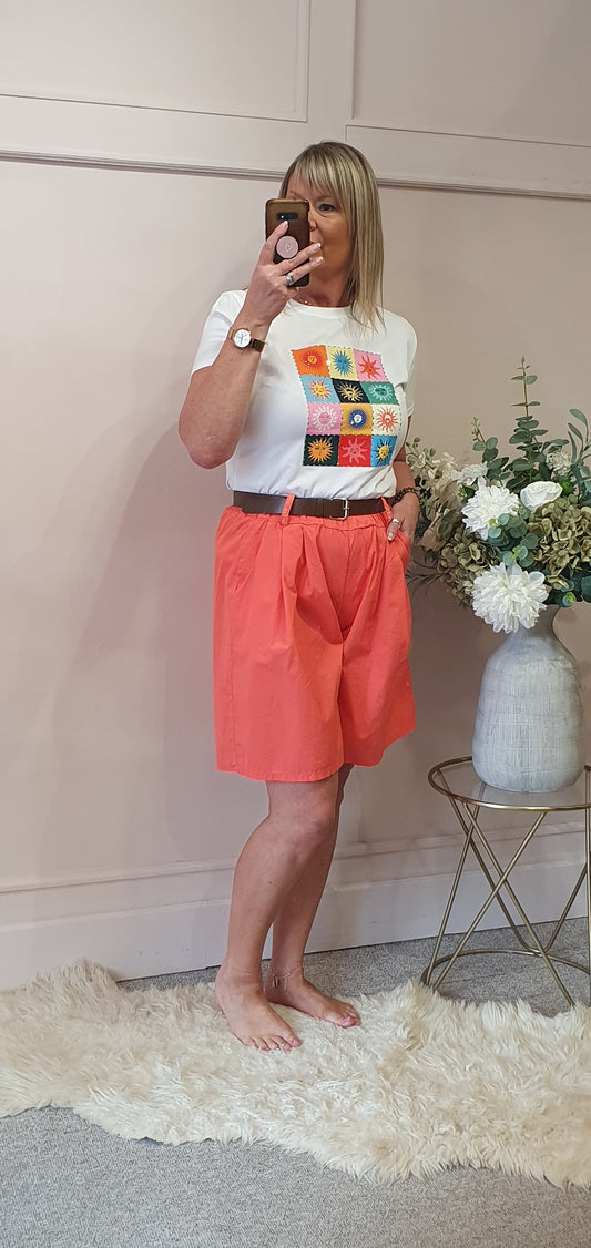 Belted Shorts - Coral - Wardrobe By Simone