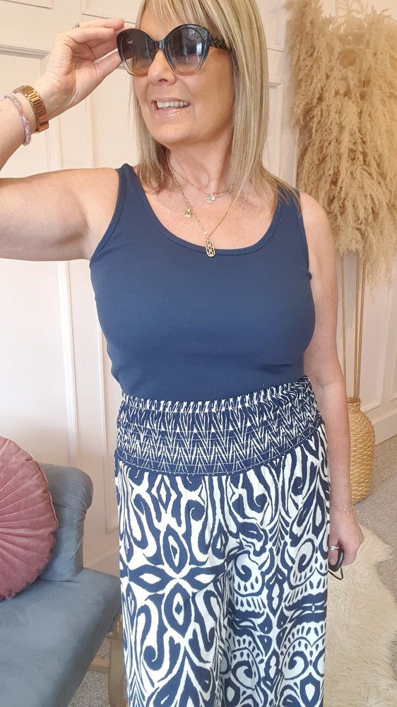 Just A Ribbed Vest Top - Navy