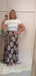 Load image into Gallery viewer, Wide Patterned Culottes Pant - Brown/Cream - Wardrobe By Simone
