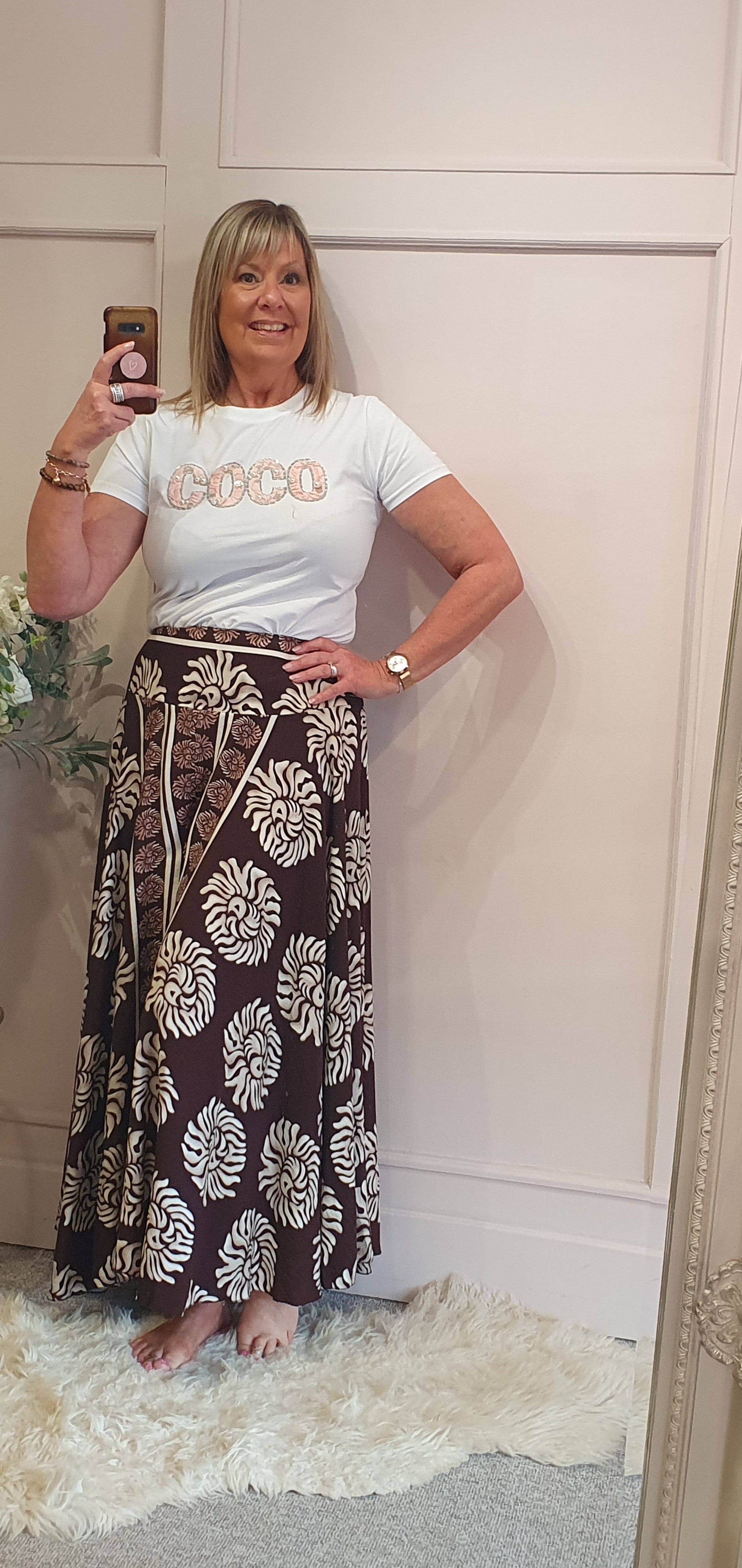 Wide Patterned Culottes Pant - Brown/Cream - Wardrobe By Simone