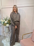 Load image into Gallery viewer, Checked Zip Jacket & Pant Set - Brown/Cream
