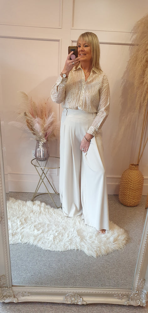Embroidery Detailed Shirt - Light Beige - Wardrobe By Simone