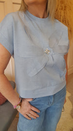 Big Daisy & Gems T Shirt - Marble Blue