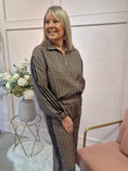 Load image into Gallery viewer, Checked Zip Jacket & Pant Set - Brown/Cream
