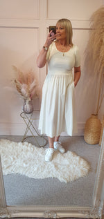Capped Sleeve Dress - Cream - Wardrobe By Simone