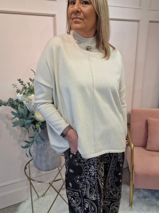 Bead Detail Jumper - Light Oatmeal - Wardrobe By Simone