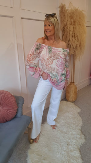 Floral Blossom Top - Pink/Cream