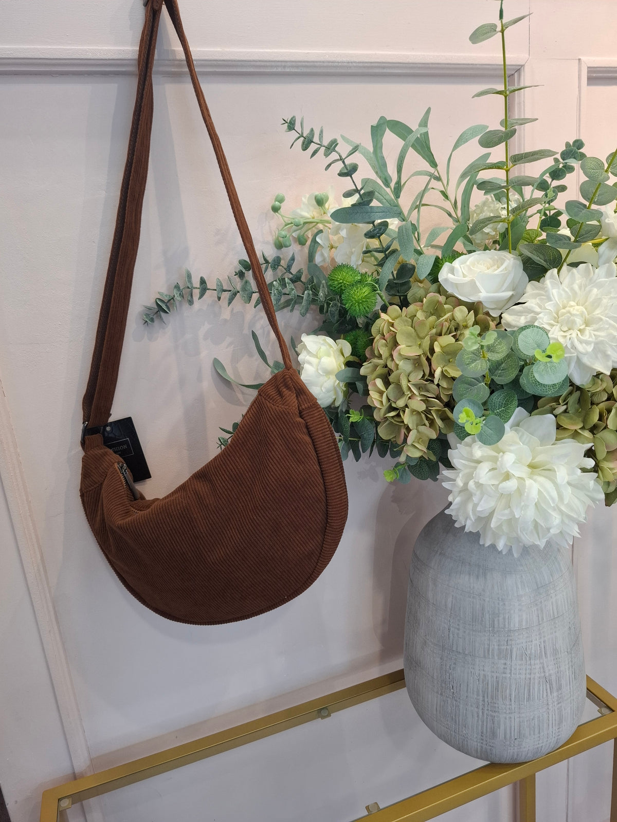 Cross Body Cord Bag  - Golden Brown