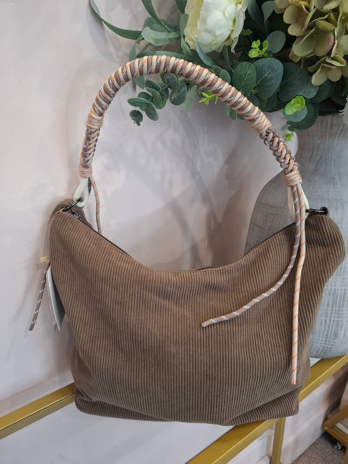 Corduroy Shoulder Bag  - Taupe