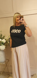 Load image into Gallery viewer, Coco Sparkle & Pearl T Shirt  - Black - Wardrobe By Simone
