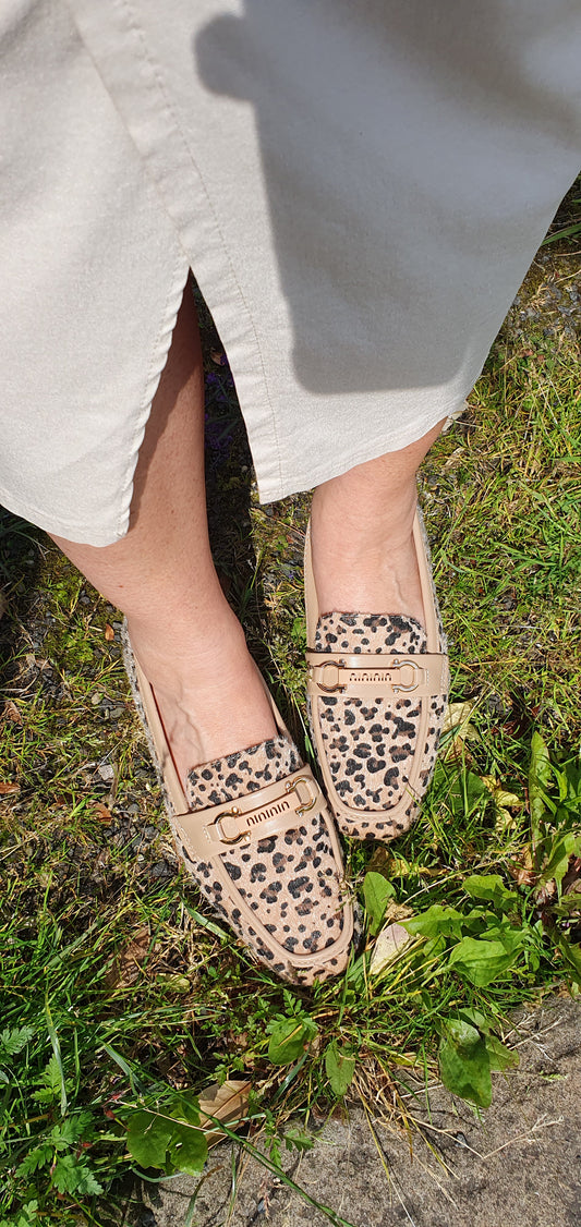 Leopard Print Loafer - Cream/Brown - Wardrobe By Simone
