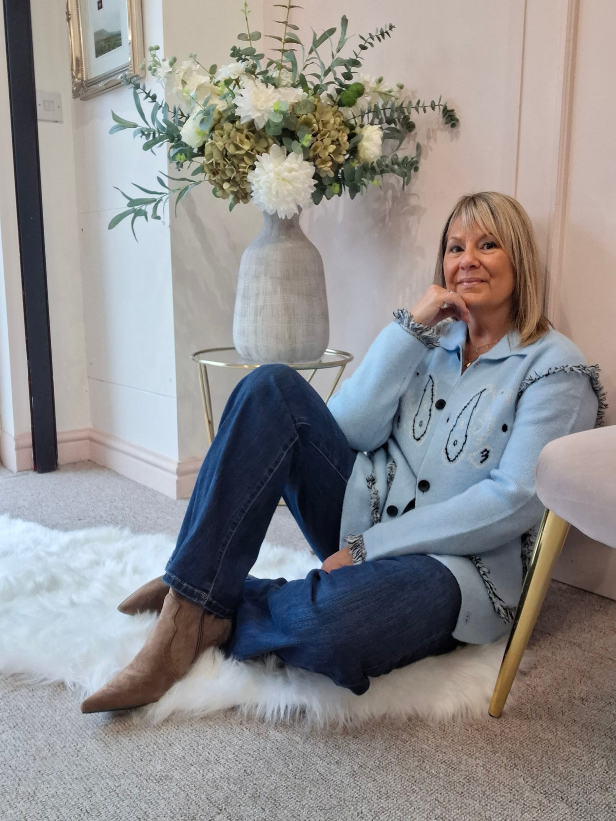 Fringe Detailing Cardi/Jacket - Powder Blue