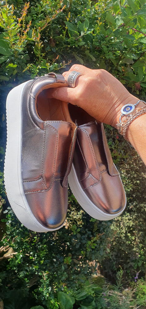 Laceless Platform Sole Trainer - Pewter