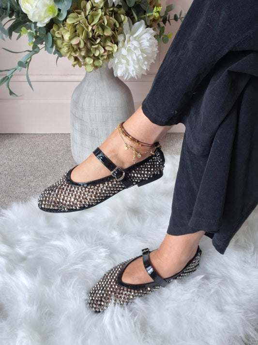 Gold Sparkle Mary Jane - Black - Wardrobe By Simone