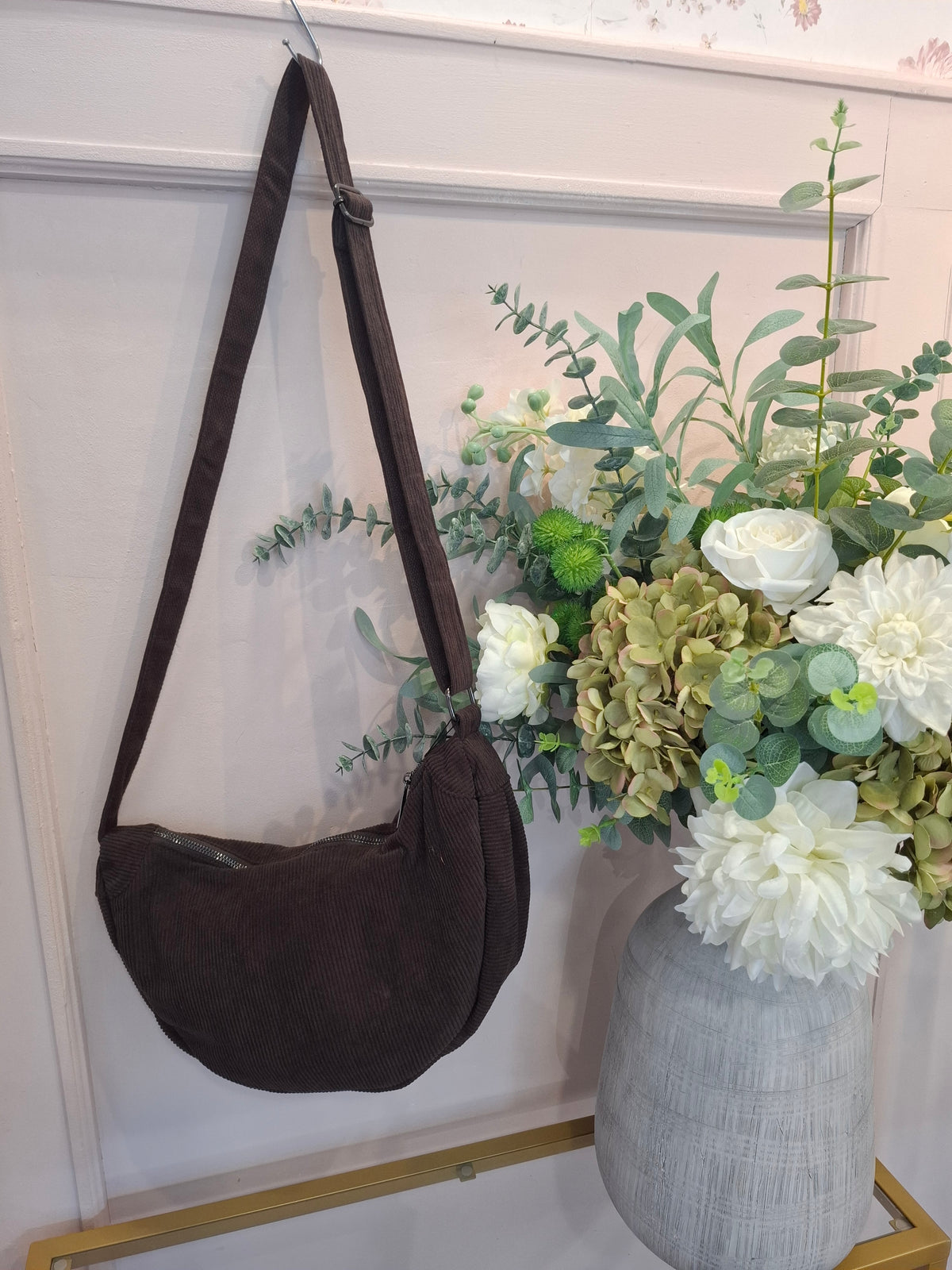 Cross Body Cord Bag  - Brown