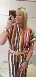 Load image into Gallery viewer, Multi Stripe Top & Pant Set - Brown/Mix - Wardrobe By Simone
