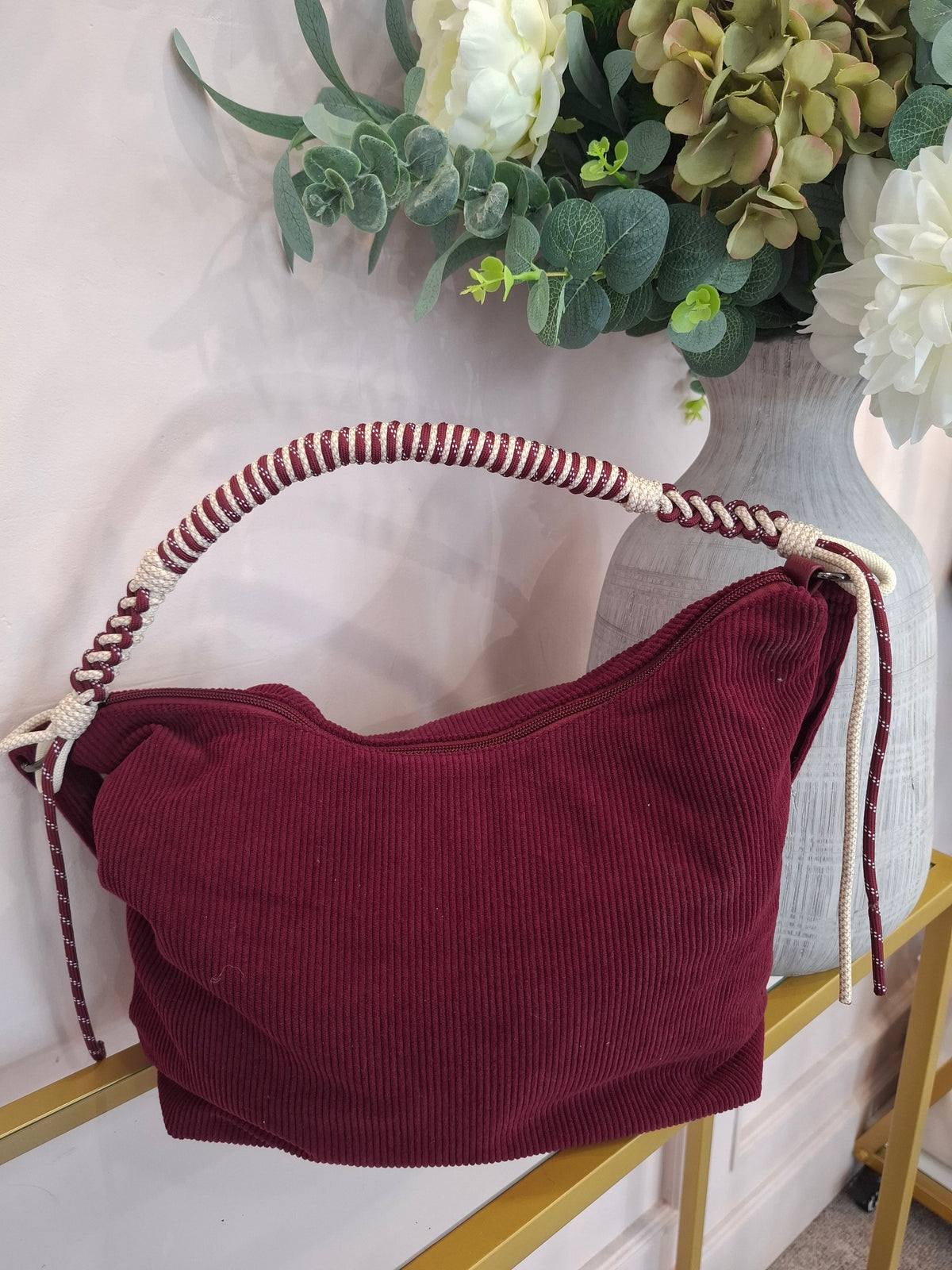 Corduroy Shoulder Bag  - Damson