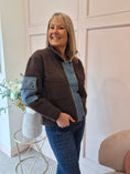 Load image into Gallery viewer, A Cosy Feel Denim Detail Jacket - Chocolate
