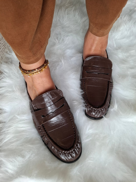 Loafer Mule - Chocolate - Wardrobe By Simone