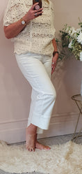 Load image into Gallery viewer, Turn Up Wide Jeans - White - Wardrobe By Simone
