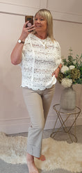 Load image into Gallery viewer, Crochet Floral Scallop Edge Jumper - White - Wardrobe By Simone
