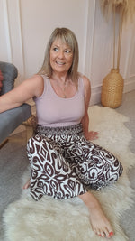 Aztec Palazzo Pants - Brown/Cream