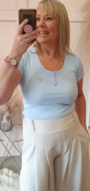 Sparkle Heart Slimfit T Shirt - Blue - Wardrobe By Simone