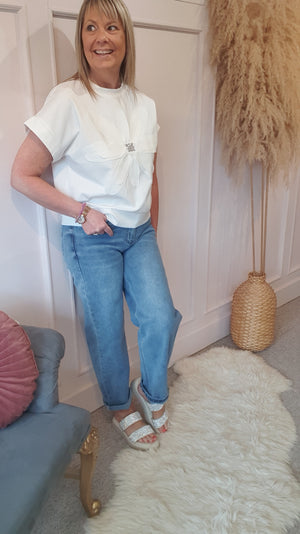 Big Daisy & Gems T Shirt - Cream