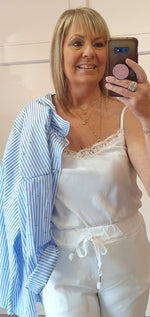 Lace Edged Camisole Top - White - Wardrobe By Simone